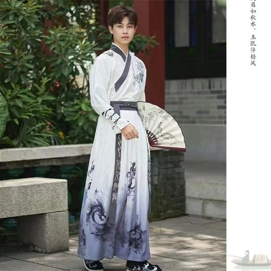 Plus Size 3XL Hanfu Men Ancient Chinese Hanfu Set Male Cosplay Costume Summer Party Hanfu Black Outfit For Men Large Size 2XL XL