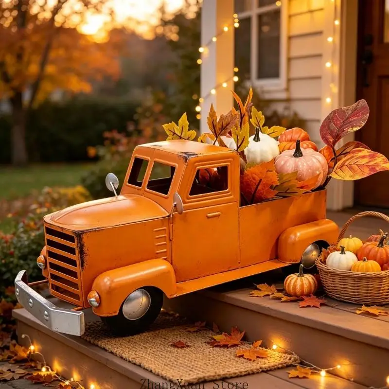 LKW-Element Eingangsbereich für die Herbstsaison mit Metall-Ernte-Frachtdetail und Thanksgiving-Regaldisplay für die – Detail 3