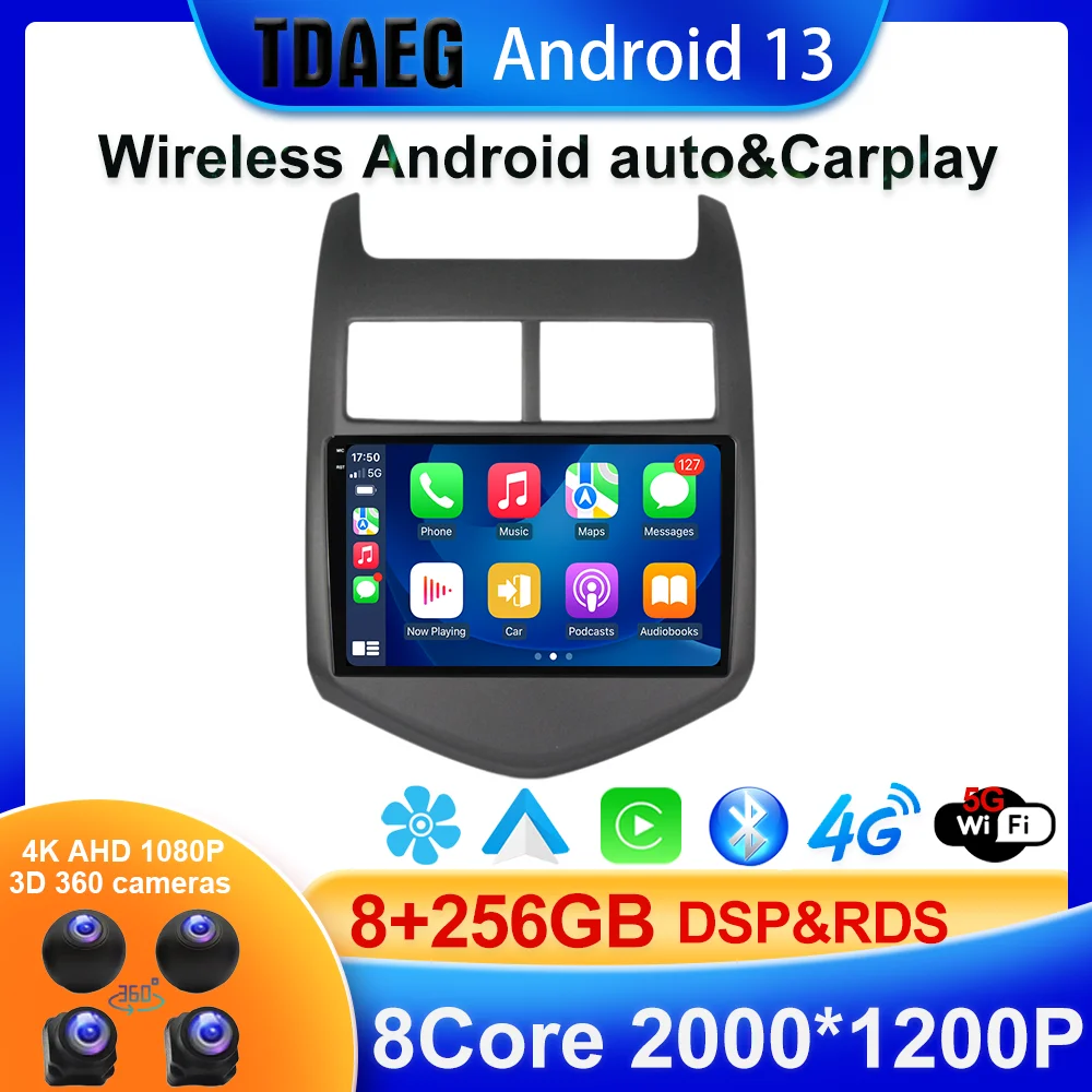 Android 13 256G DSP Car Multimedia Video Player Stereo Radio For CHEVROLET Aveo Sonic 2011-2015 GPS Global Satellite Navigation