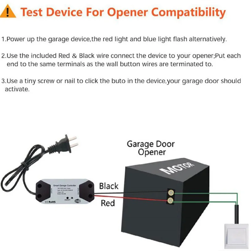 Controlador de puerta de garaje con WiFi, Control remoto por voz con aplicación Tuya, Android, IOS, Smart Life, Alexa y Google Home