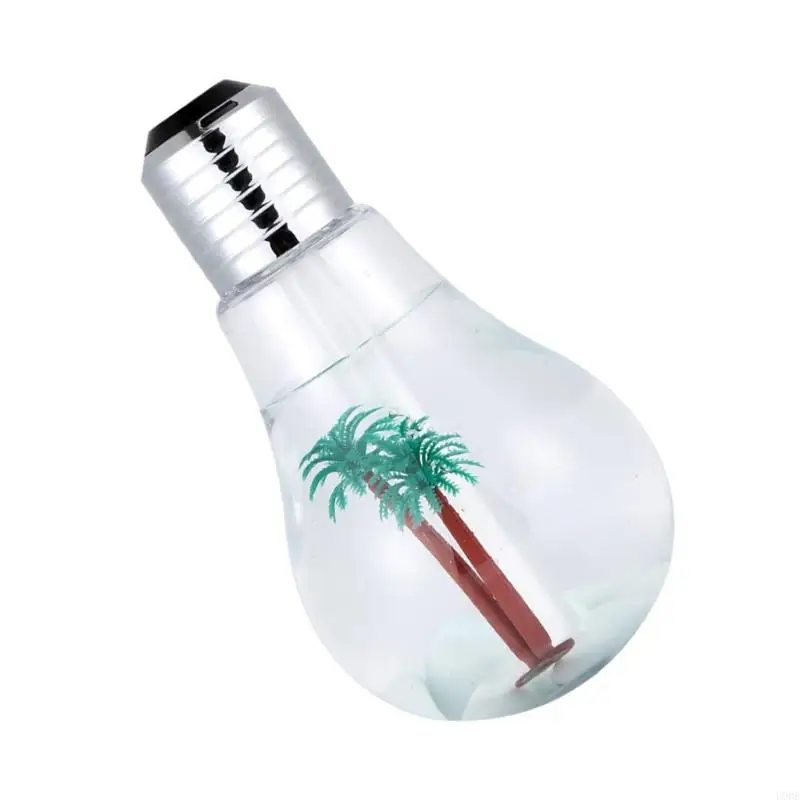 Humidificador silencioso, luz LED nocturna, estilo bombilla moderna, humectante aire, alimentación USB, textura para