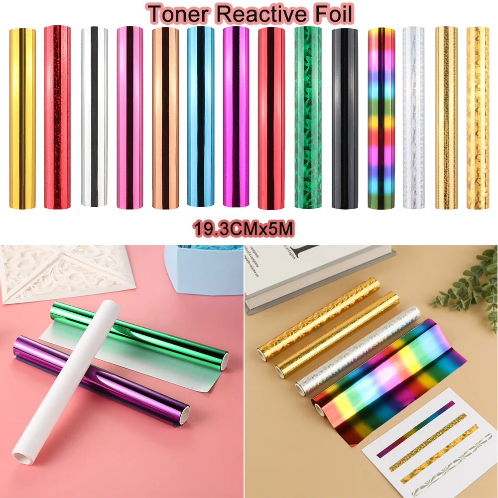 5Mx19.3CM Toner Reactive Foil Heat Activated Foil Hot Stamping Foil Paper Foil by Laser Printer and Laminator For DIY Card Craft