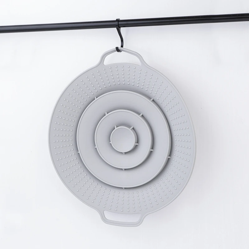 Tapa de silicona para microondas, ventosa de 33,5 cm para ollas, sartenes, cuencos, tazas y sartenes, a prueba de salpicaduras, gris