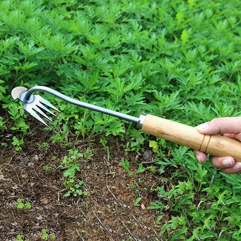 Weeder Pulling Tool Root Pulling Garden Weeding Artifact 4 Teeth Hand Weeder Tool Hand Grass Remover Tool Manual Weeder Removal