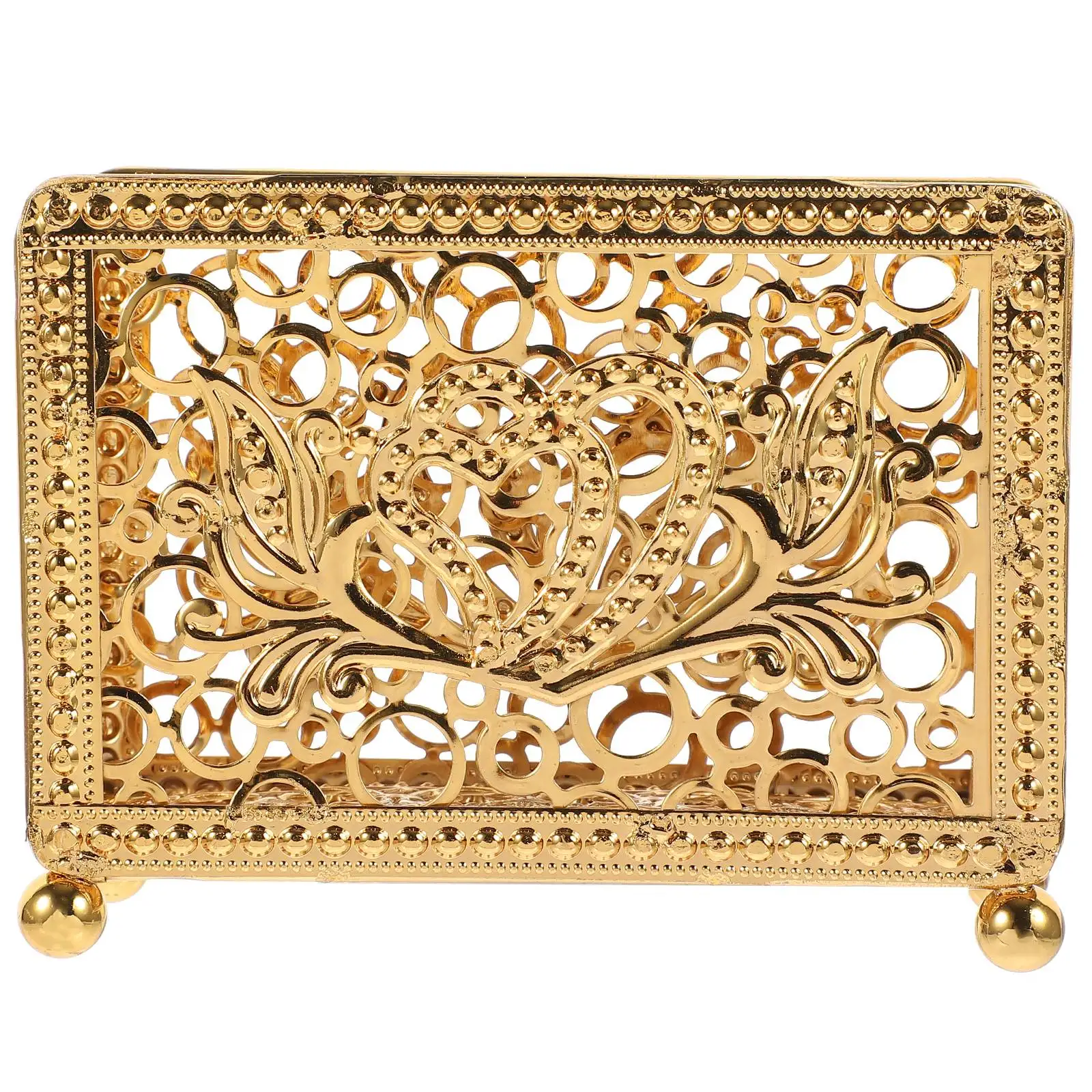 

Love Shaped Napkin Holder Metal Alloy Serviette Organizer Square Table Paper Towel Stand Bathroom Kitchen Decor Gift