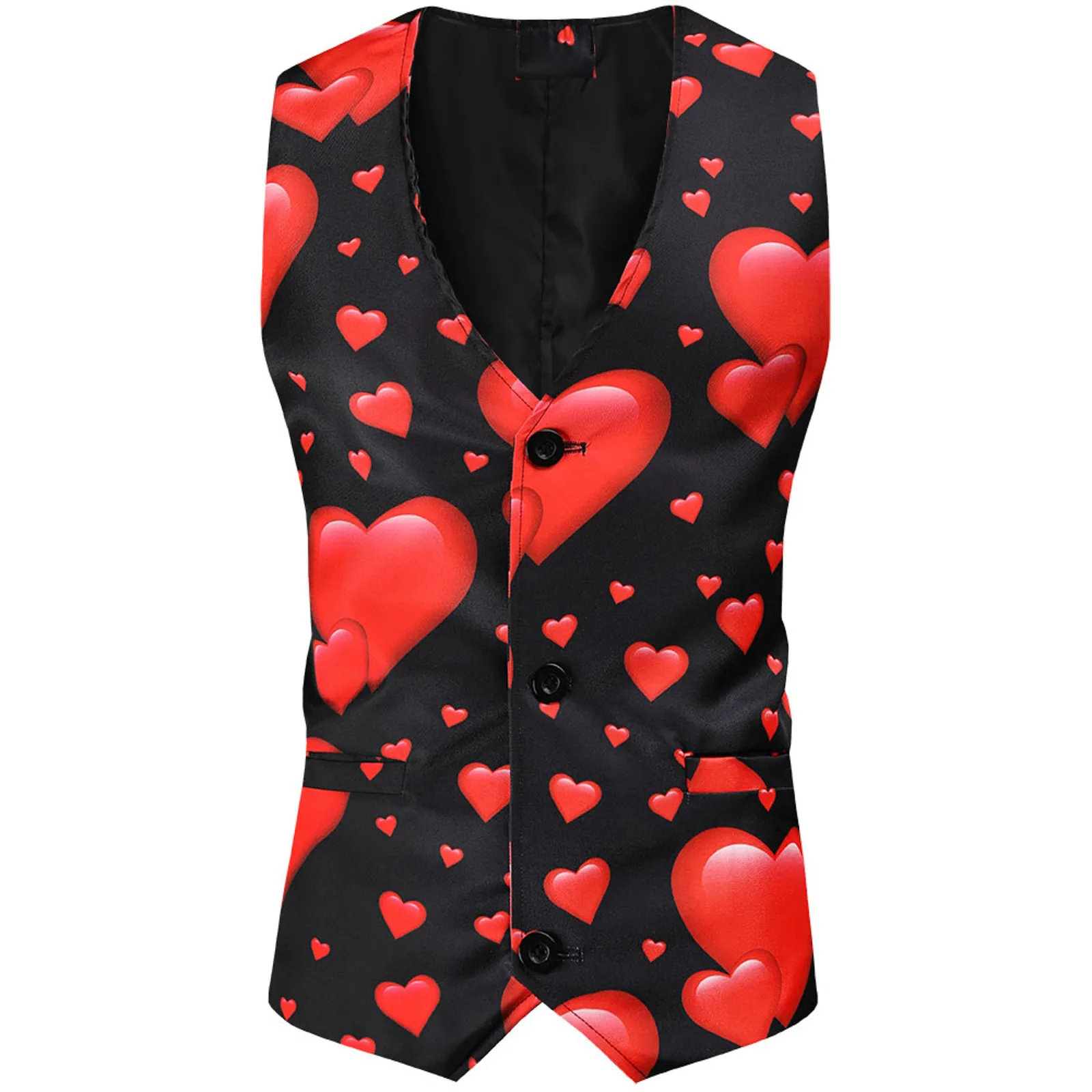 Valentine\'s Gift Men\'s Fashion Suit Three-Piece Sets Party Coat 3d Heart Printed Coat Vest Pants Suit Slim Fit Blazer Jacket Men