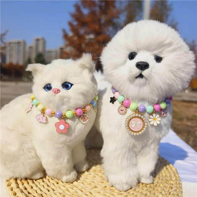 Pet Pearl Collar Cat Dog Crown Pearl Necklace Cute Dog Jewelry Pet Accessories Puppy Necklace Bow Ties Dogs Pet Products