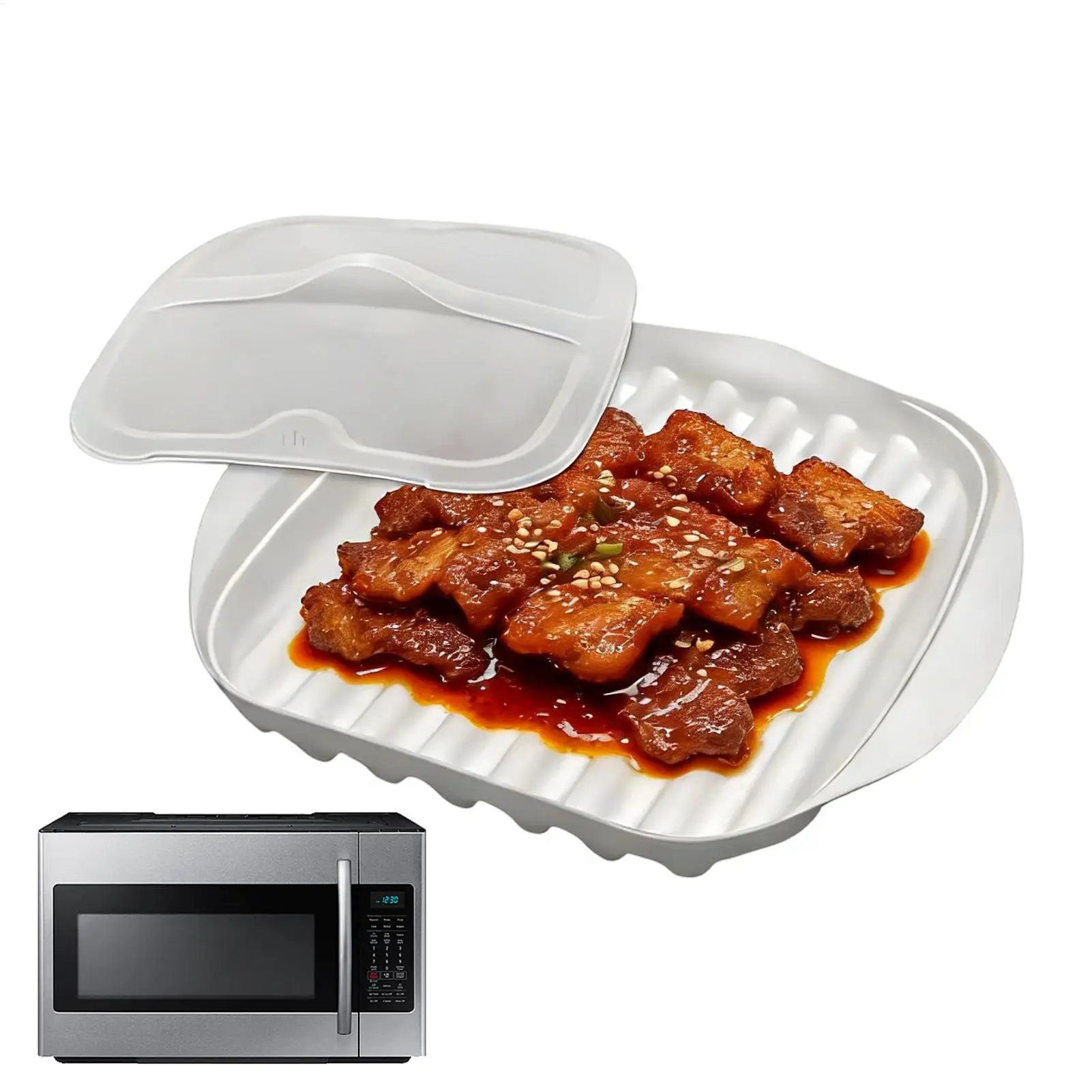 Bacon Microwave Tray Non-Sticky Kitchen Gadgets Bacon Cooker for Microwave Oven for Pizza Meat Hot Dogs Sausage Tacos Meal Prep