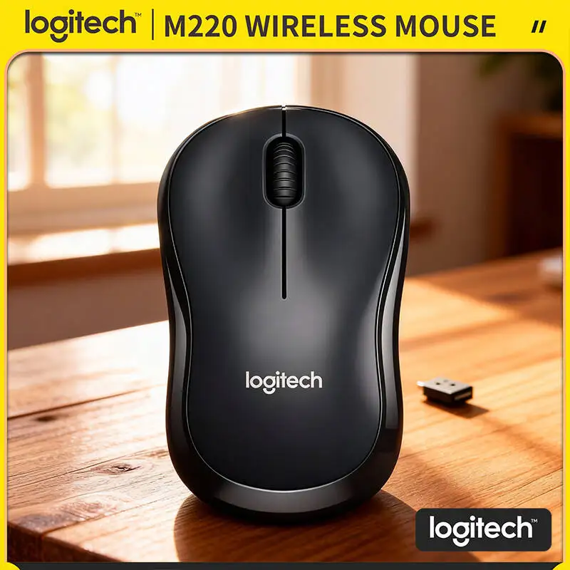 

Logitech M220 Wireless Mouse Silent Clicks Ergonomic Shape 18-Month Battery 10m Stable Working Range Office Home Use Tool