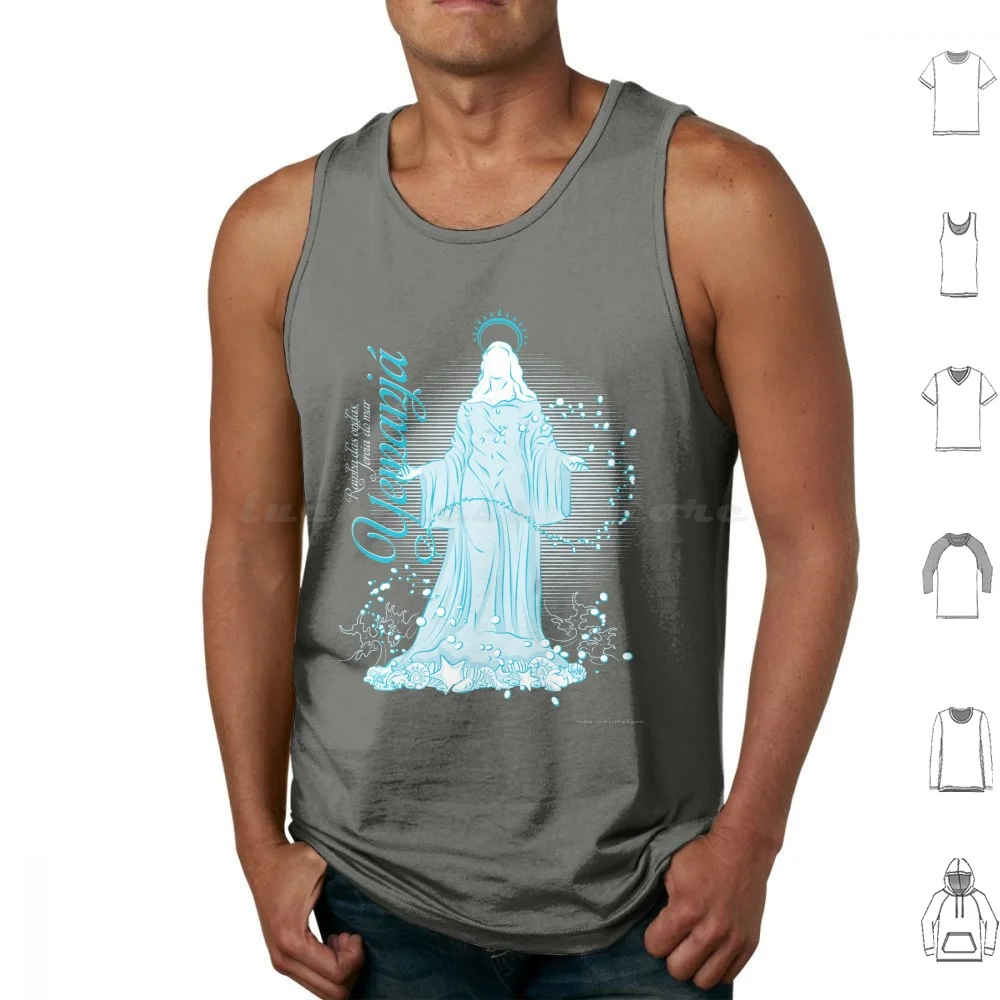 Yemanja Camisetas sin mangas Algodón estampado Yemanja Sea Queen Iemanja Dios Santo