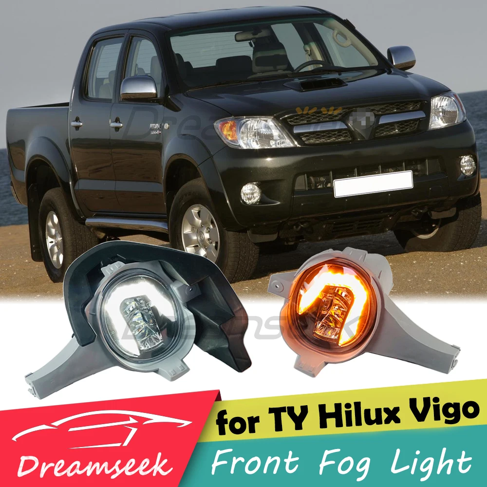 

Светодиодный ные Противотуманные фары для переднего бампера для Toyota Hilux Vigo 2004 2005 2006, лампа с динамической фонариком