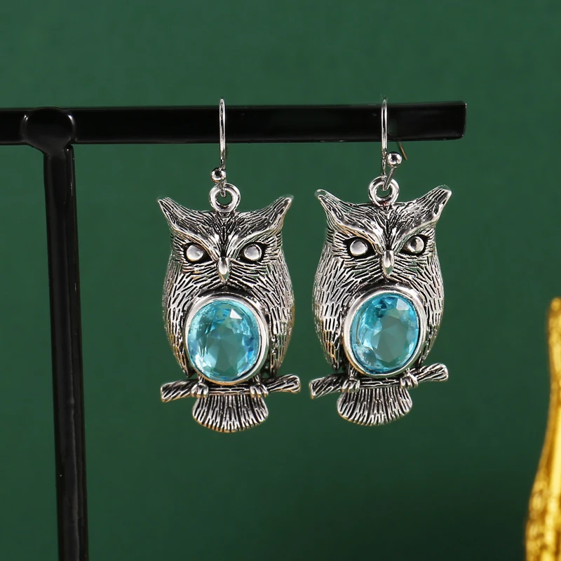 1 pair of cute owl designed retro earrings for women fashion party jewelry accessories