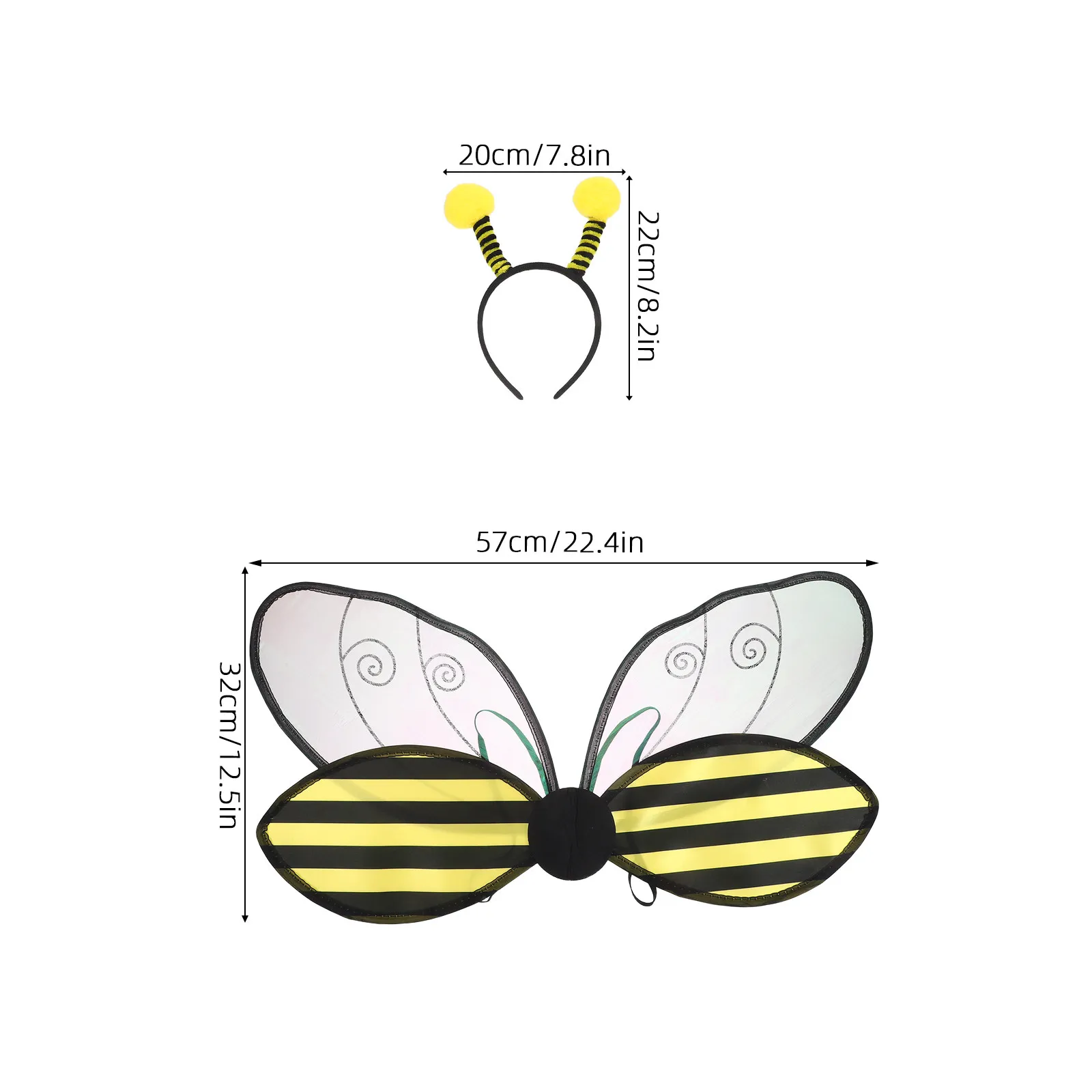 ชุดแต่งกายผึ้งฮาโลวีน 1 ชุด สีเหลือง สำหรับงานปาร์ตี้ การแสดงบนเวที คอสเพลย์ พร้อมปีกผึ้ง