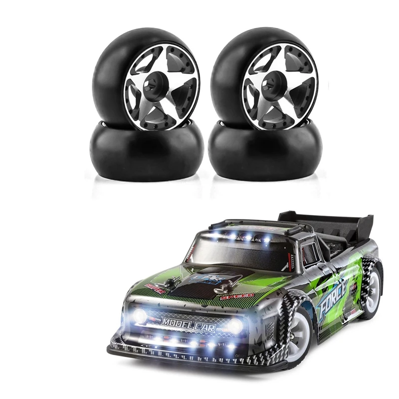 ยางดริฟท์พลาสติกแข็งพร้อมขอบล้อโลหะสำหรับ wltoys 284131 K969 K989 Kyosho Mini-Z 1/28 mobil RC อัพเกรดชิ้นส่วน