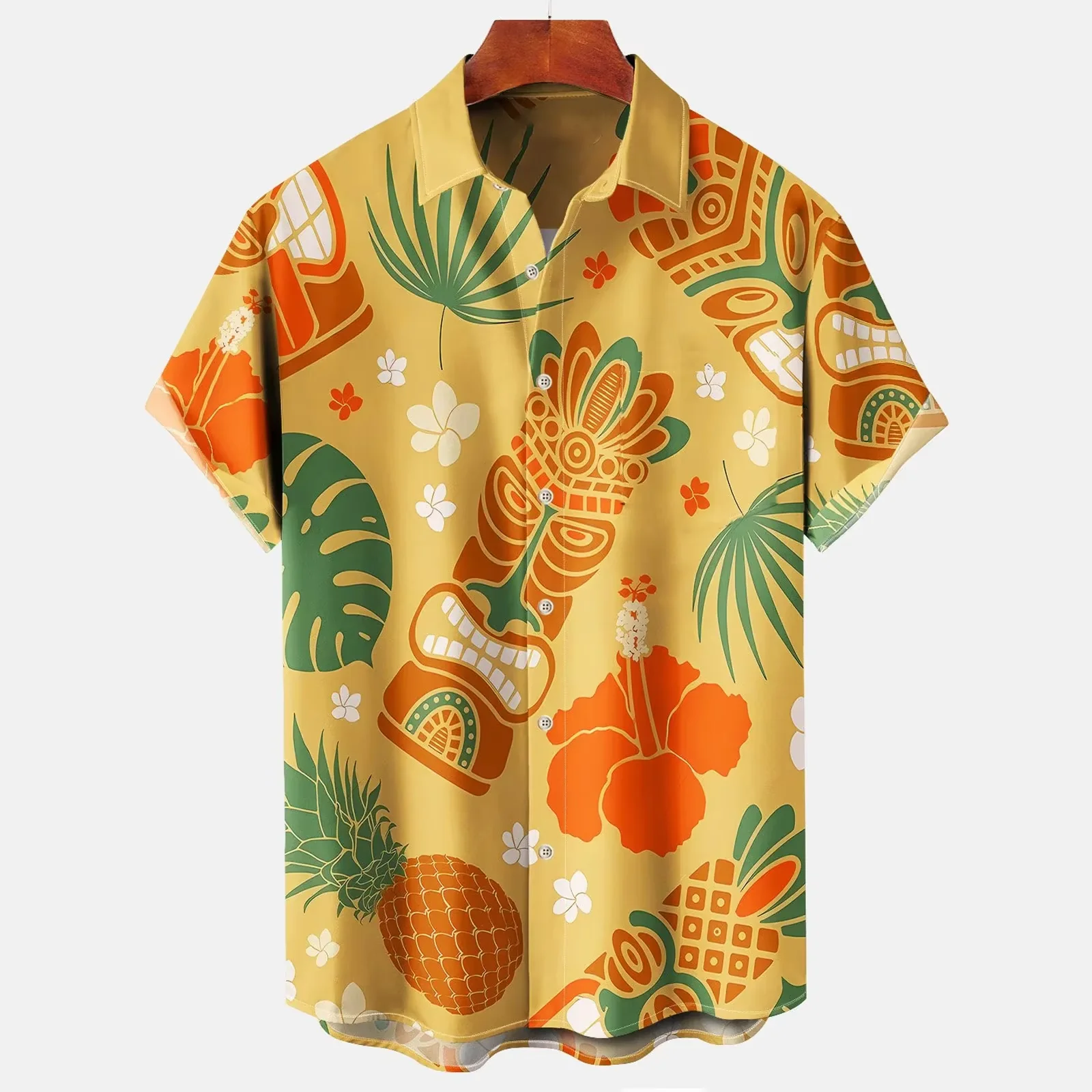 Summer Hawaiian Tiki 3D Print Shirts Men Fashion Shirt Casual Harajuku Vintage Streetwear Short Sleeve Shirt Blouse Man Clothing