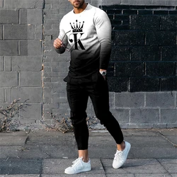 Men Sweatshirt Sweatpants Sets Print Men's Clothing T Shirt Pants Suits Oversized T-shirts Trousers Outfits Male Tops Tracksuits