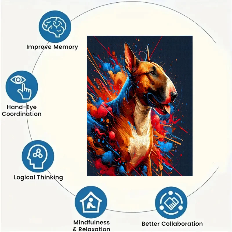 500/1000 قطعة أحجية الصور المقطوعة، أحجية ورقية، جحر الثور الصغير الملون، أحجية للكبار، مناسبة للترفيه المنزلي، تجمع الأصدقاء