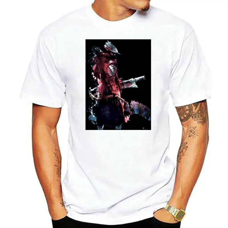 Cool Shirt Designs Bloodborne The Hunter T Shirts Mens 3XL Short Sleeved Red Crew Neck Tee Shirts