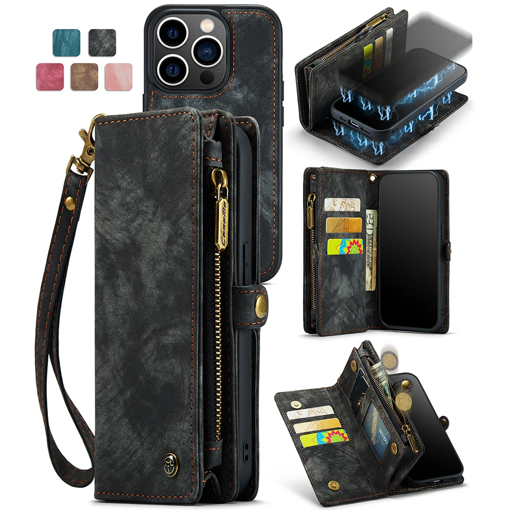 

Magnetic Leather Phone Case For iPhone 15 14 13 12 11 Pro XS Max Plus XR 8 7 Plus SE 2022 2020 Wallet Card Holder Pocket Cover