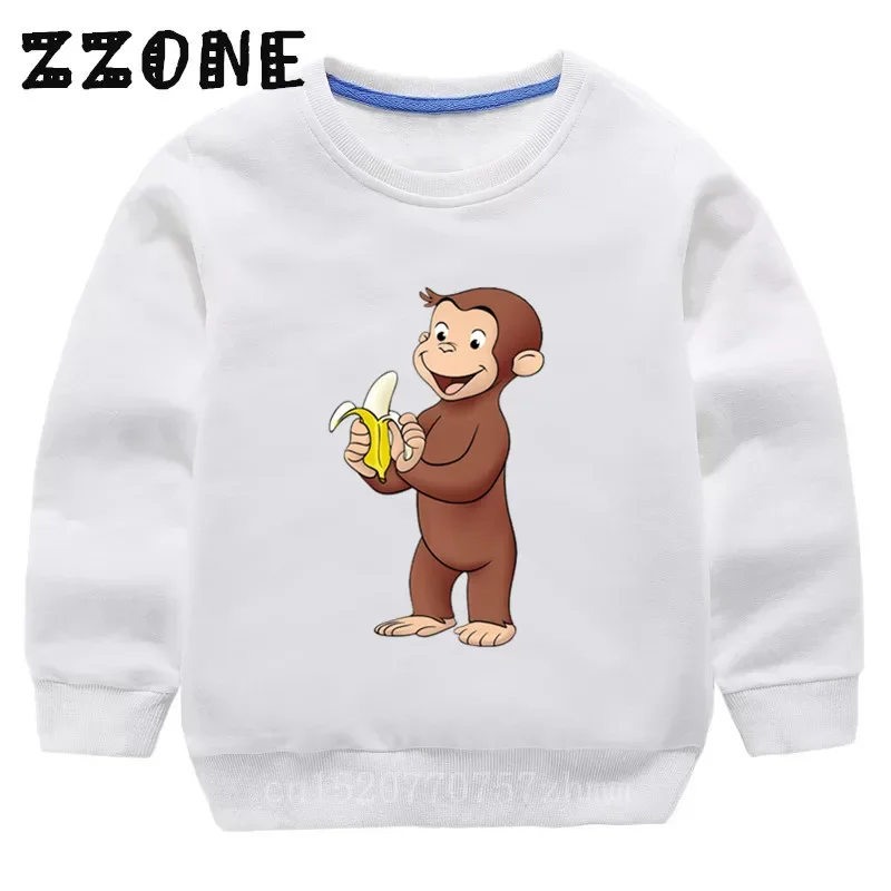 Kids Curious George Monkey Cute Cartoon Sweatshirts Children\'s Hoodies Baby Cotton Pullover Tops Girl Boy Autumn Clothes,KYT5266