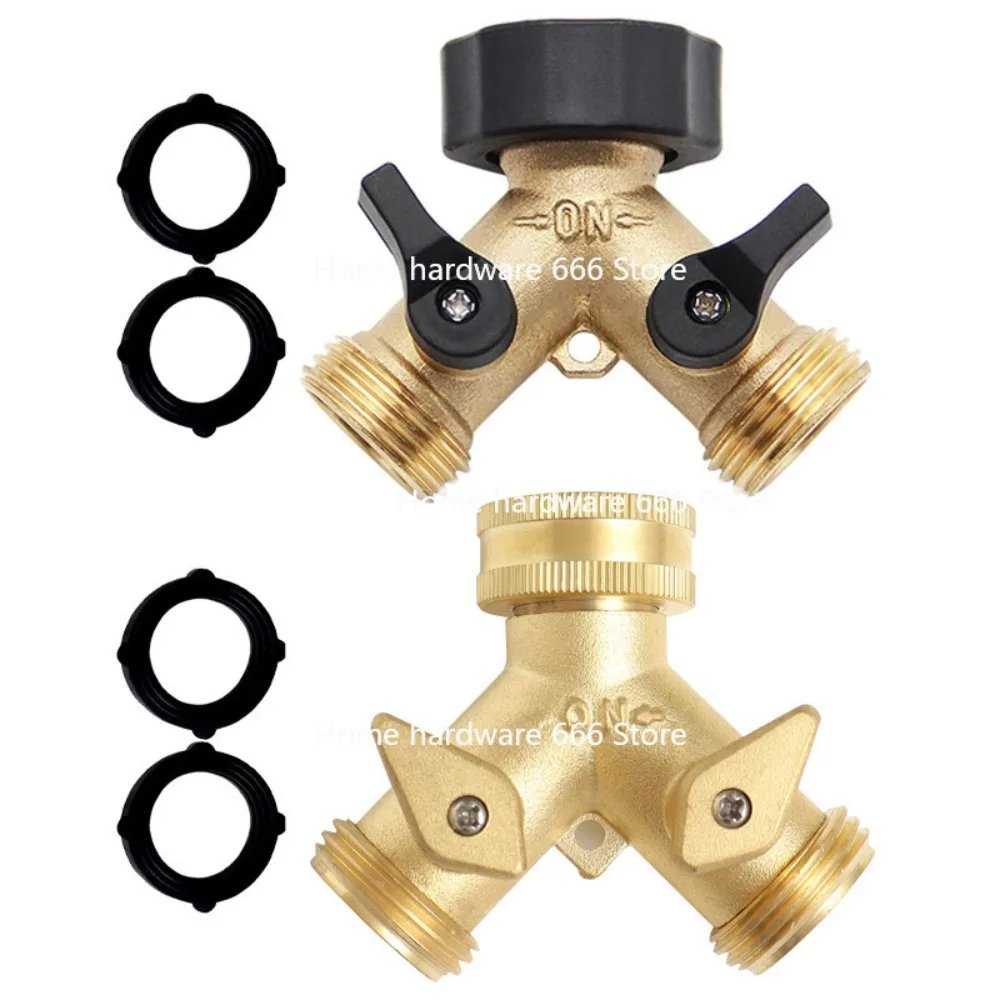 All Copper Garden Two-way Ball Valve American Double-way Ball Valve One Point Two Y-type Water Separator  Brass Hose Connector