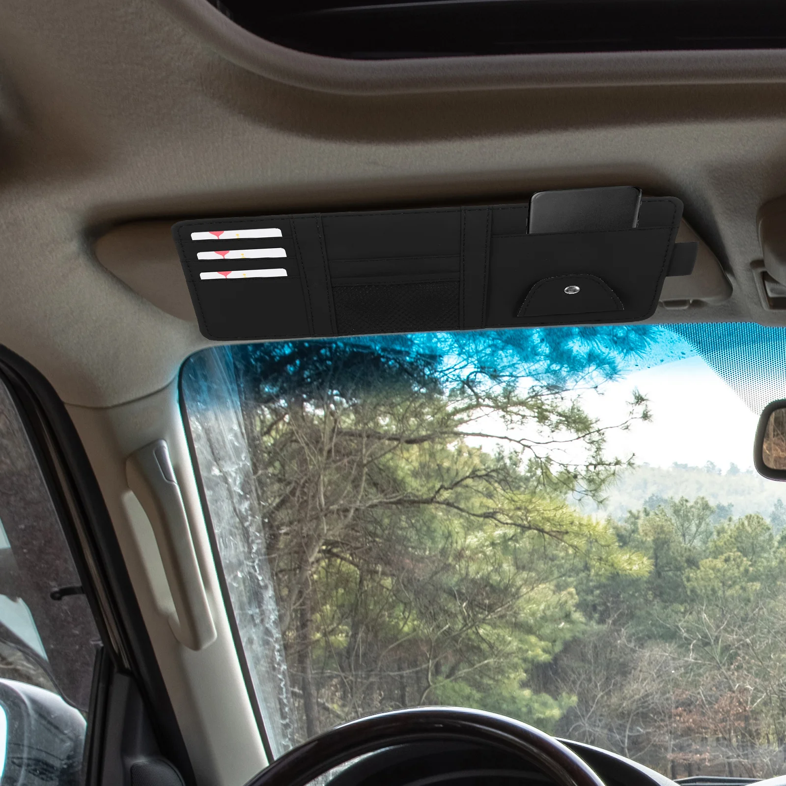 

Visor Organizer Universal Car Interior Accessory Multi Pocket Storage Sunglasses Cards Keys Holder Visor Organizer