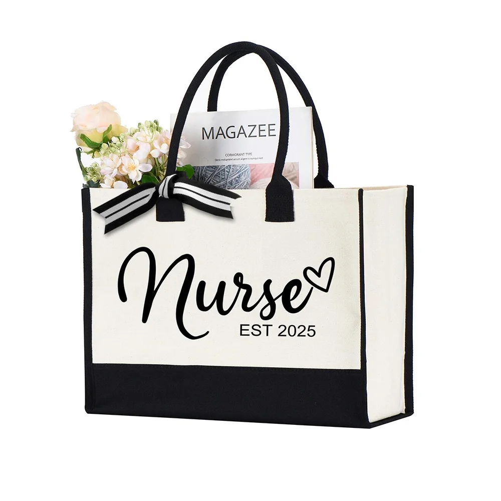 

1pcs Personalized Nurse Canvas Tote Bag Appreciation Gift for Female Nurses Mother's Day Thank You Present Nurse Graduation Gift