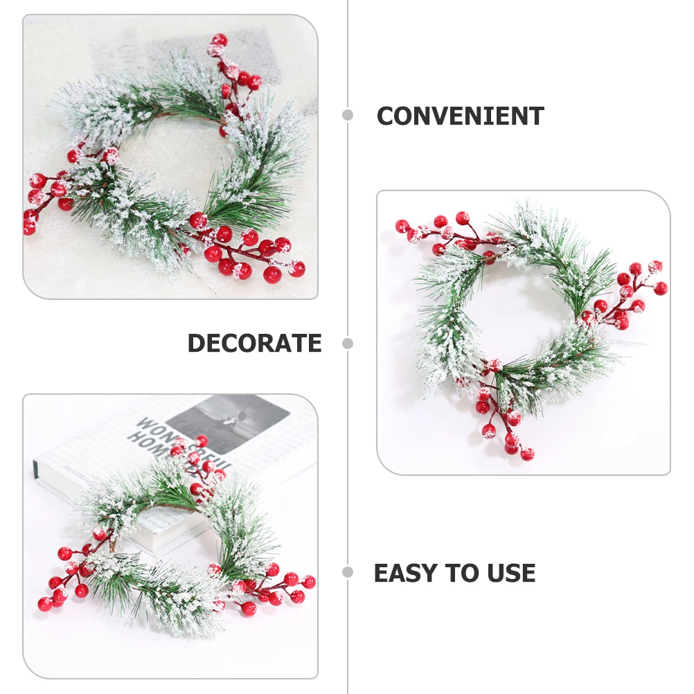 

Christmas Rings Artificial Red Berry Wreath Garland Decor For Pillar Dining Table Centerpiece Xmas Ornament