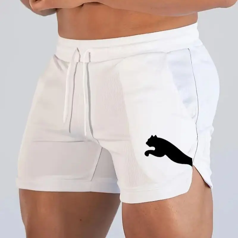 

Мужские шорты для фитнеса, дизайн с имитацией двухслойности, с принтом пумы.