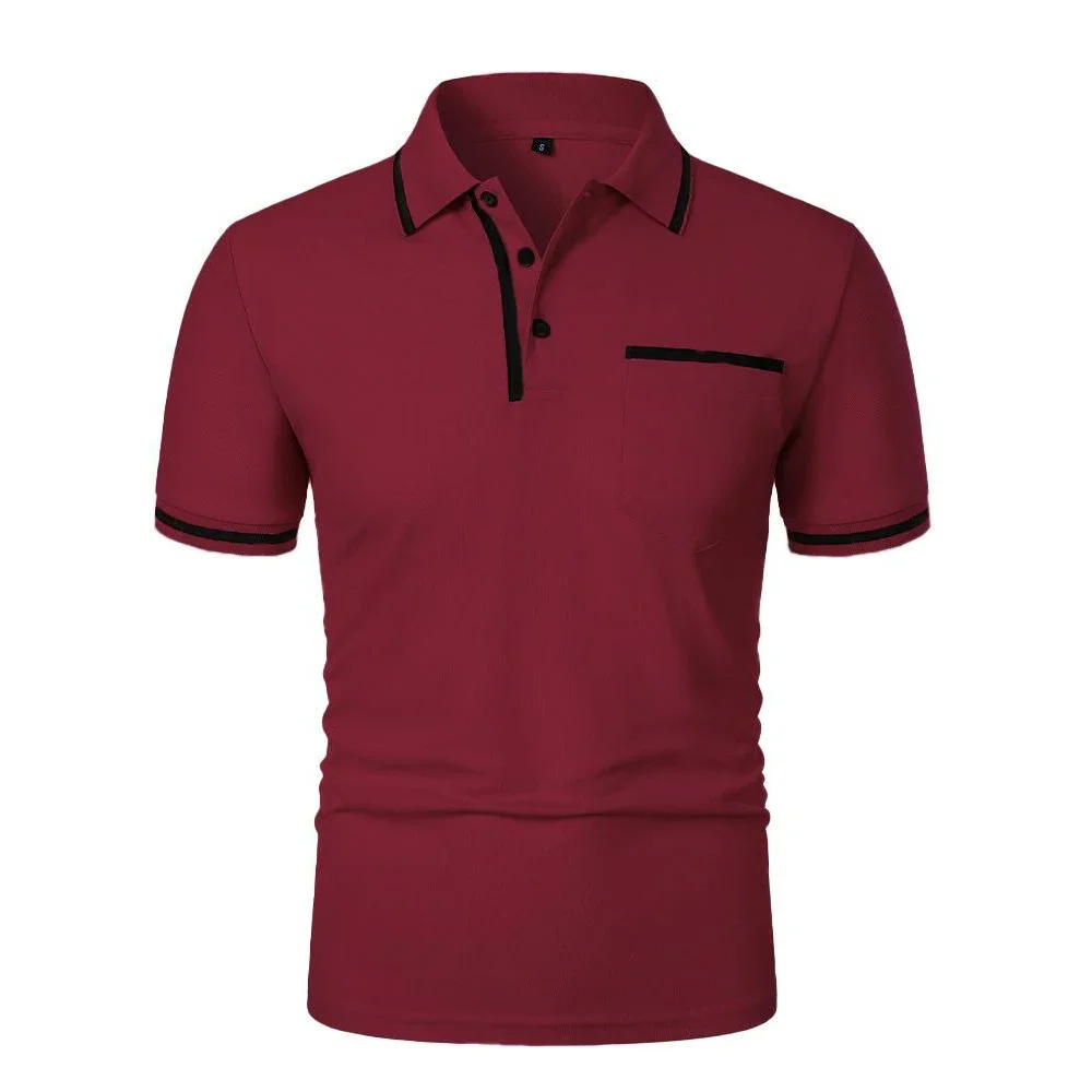 Herren Sommer Neues Modisches Kurzarm-Poloshirt, Lockeres Lässiges Poloshirt mit Tasche, Atmungsaktives Männer-Oberteil – Detail 23