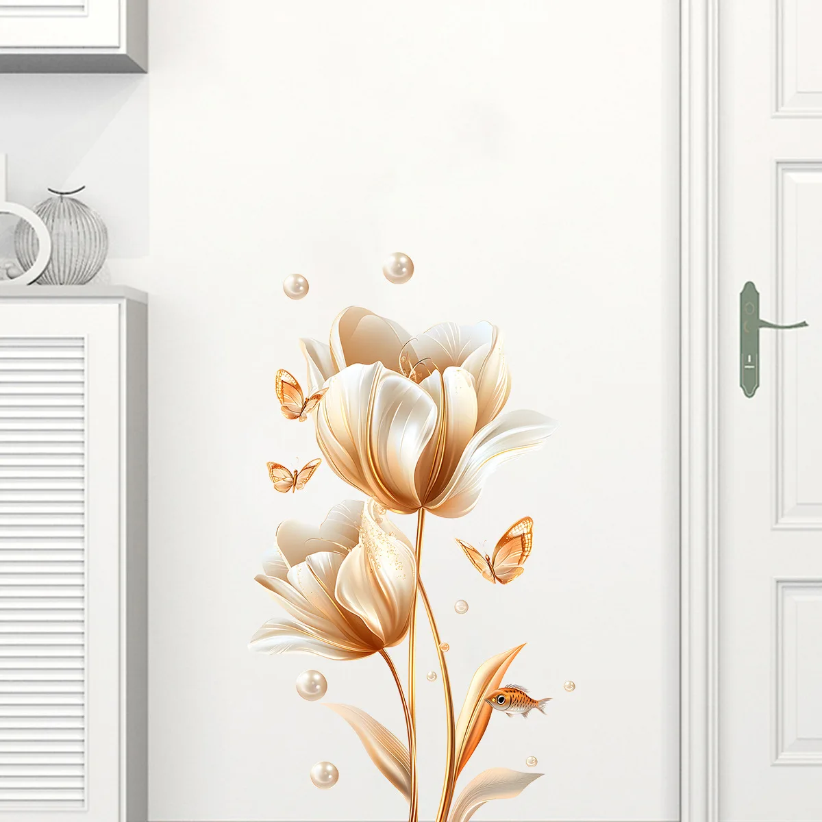 花と蝶のロマンチックなウォールステッカー,ビニールアートの壁紙,植物の壁紙,リビングルーム,ベッドルーム,ポーチ,装飾,3D