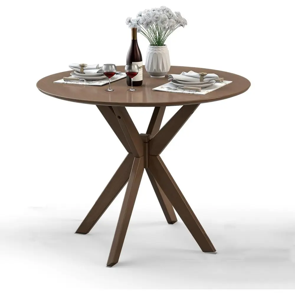 

Круглый обеденный стол на 36 дюймов на ножке-основании, на 2-4 человека, подходит для кухни или гостиной (коричневый)