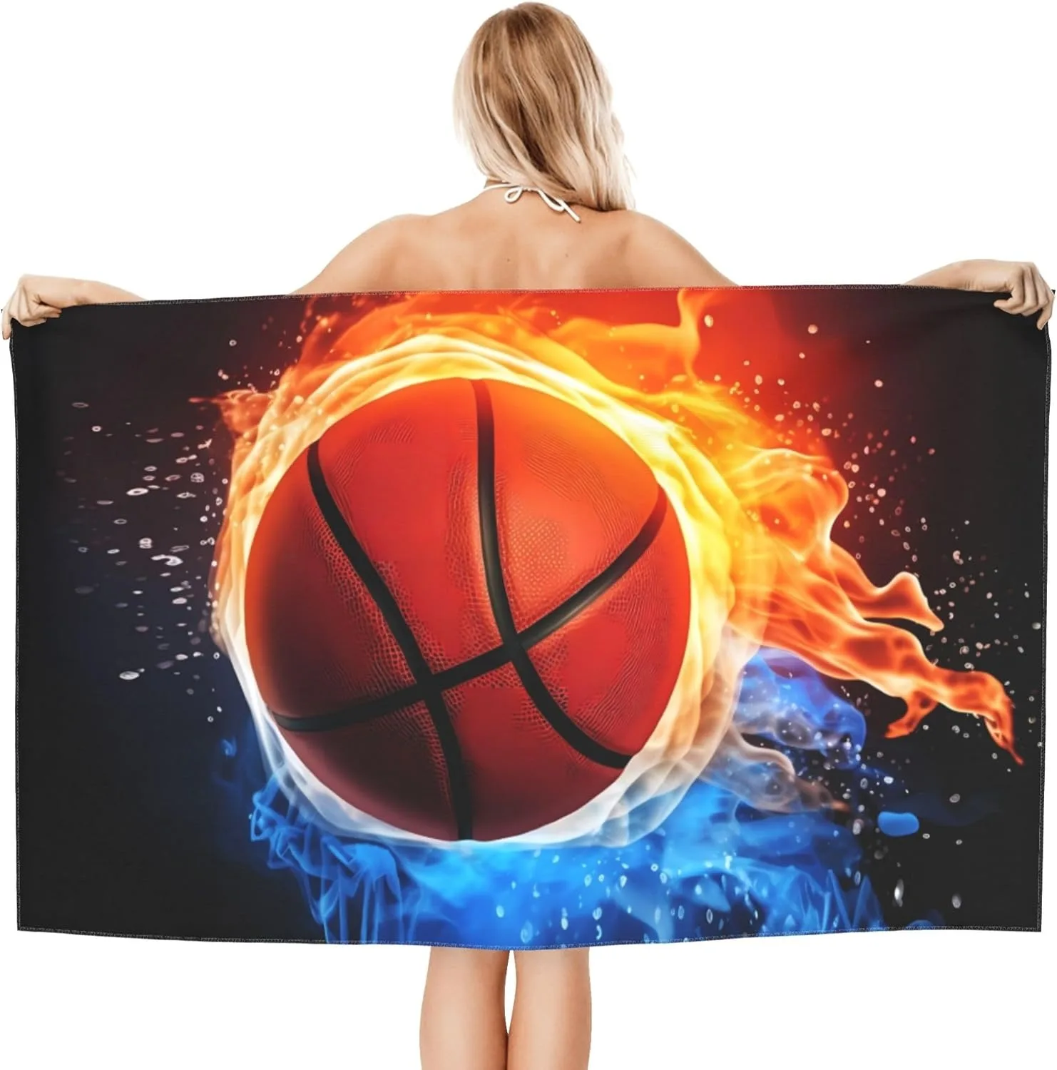 Basketball fire pattern Beach Towel for friends Gifts Towel Quick-Dry Towel For Bath Yoga Tourism Beach GYM Camping Swimming