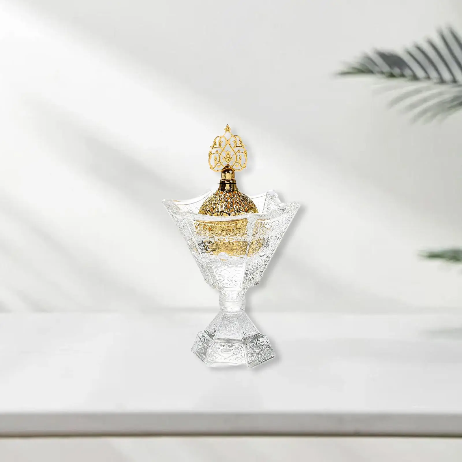 Glass Incense Burner Workmanship Windproof Design Decoration Middle Eastern Design for Office Living Room Bedroom Hotel Holiday
