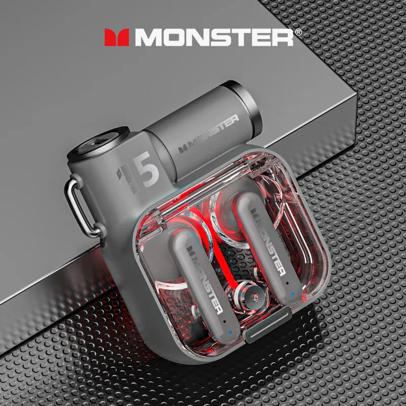 Original Monster XKT15 HIFI Sound Earphones HD Voice Earbuds Bluetooth 5.3 Wireless Headphones Long Endurance Gaming Headset