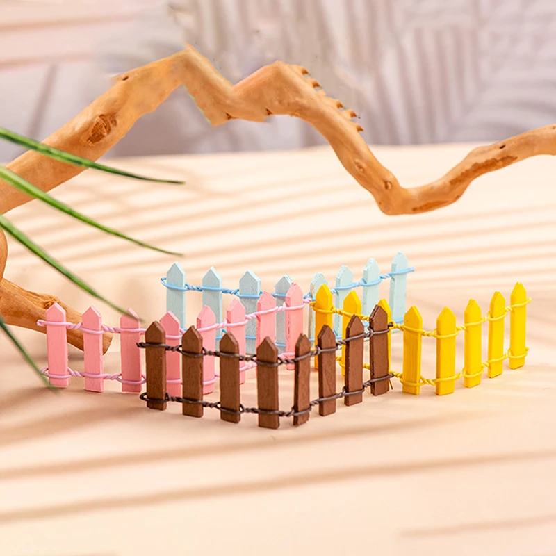 10pcs Mini Wooden Fences DIY Miniature Fairy Garden Wood Barrier Dollhouse Showcase Ornament Home Decoration Accessories