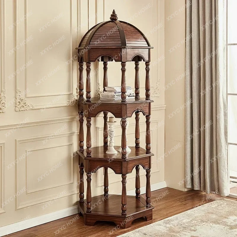 XX discounts  all solid wood jewelry cabinet, black walnut, hexagonal jewelry cabinet shelving corner cabinet