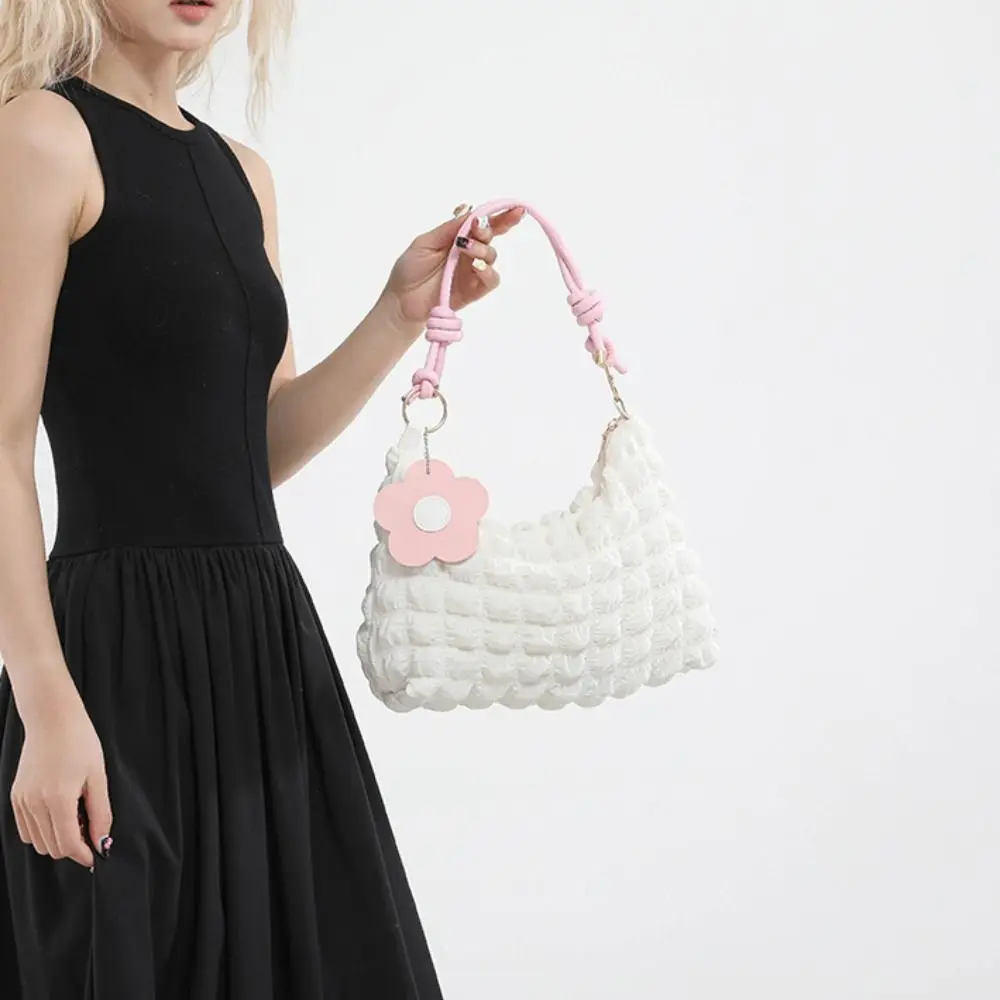 Canvas Material Canvas Wrinkle Bag Quilted Pattern Wrinkle Texture Pleated Bubbles Handbag Pleated Design Cloud Bag Women Girls