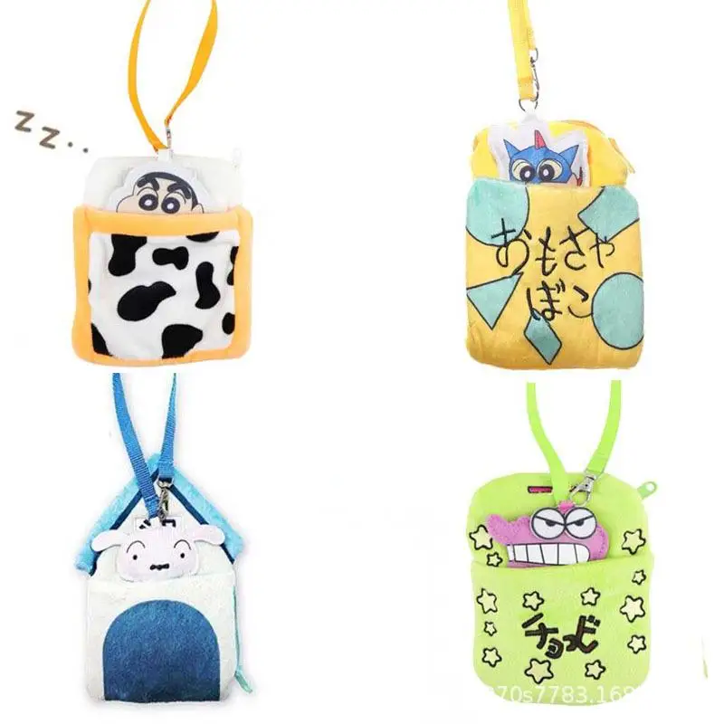 Kawaii Crayon Shin-Chans Nohara Shiro Coin Purse Card Holder Telescopic Earphone Bag Storage Bag Card Holder Gift Toys For Girls