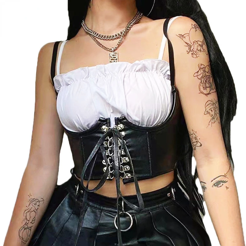 

Women Waist Corsets Shoulder Strap Bustiers Steampunk Underbust Corset Elastic Wide Waist Belt Body Accessory for Dresses