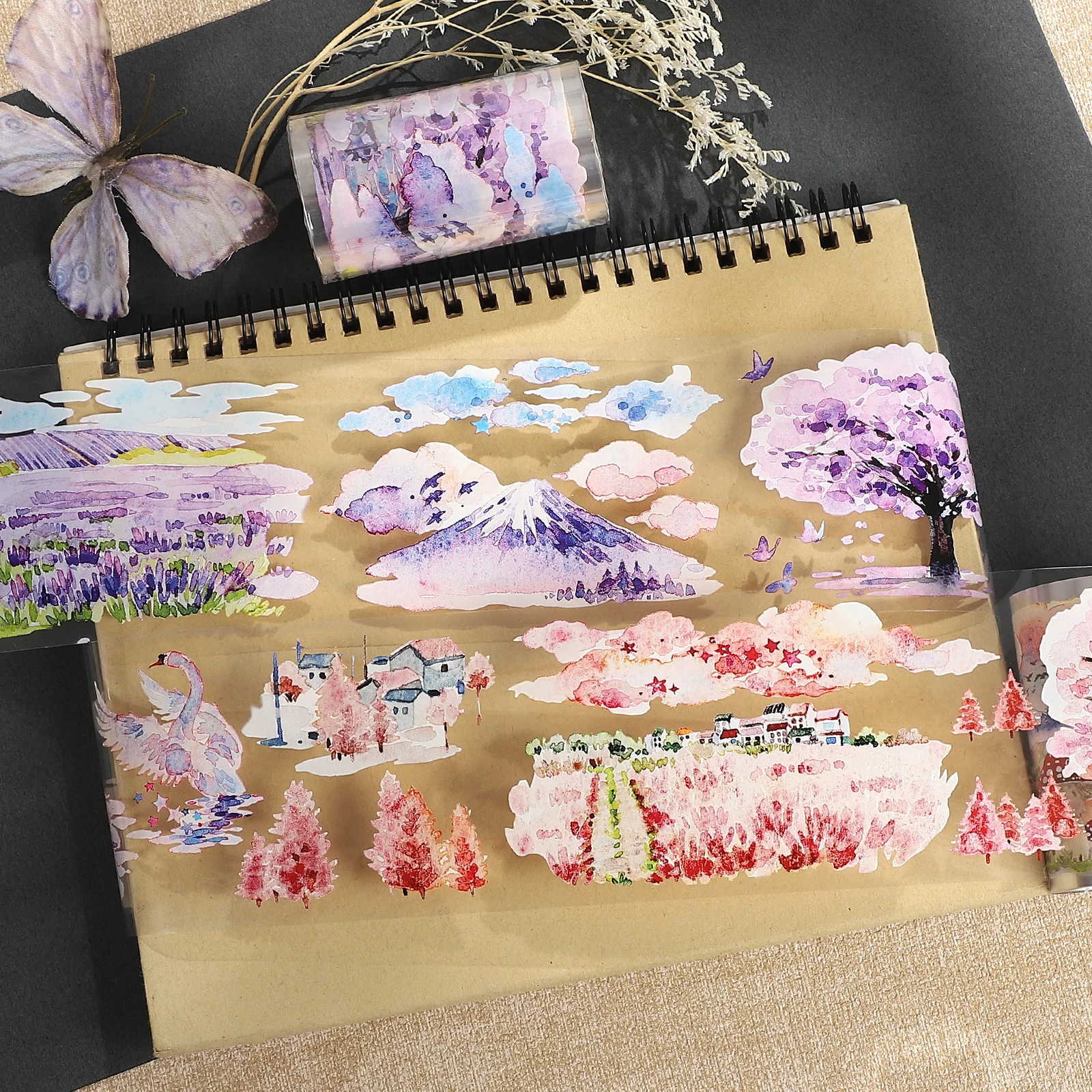 70mm-6m-vintage-season-flower-tree-landscape-landscape-pet-tape-creative-diy-journal-material-collage-scrapbooking-stationery