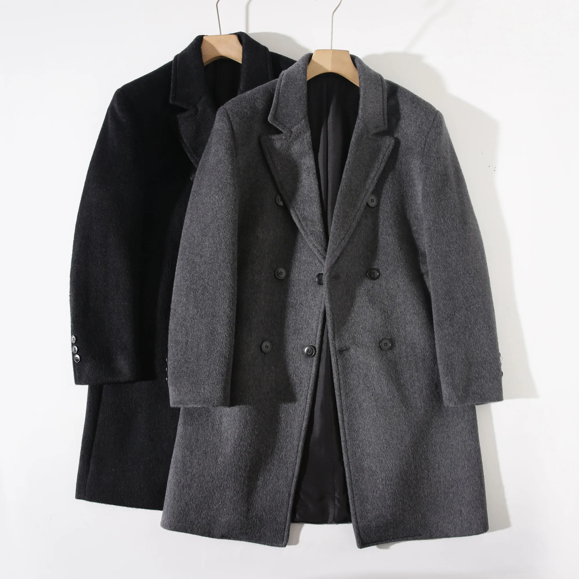 

Gentleman's Double-breasted! High-end Fine-spun Wool! Autumn Winter Men's Mid-length Busin Casual Tweed Coat Jaet