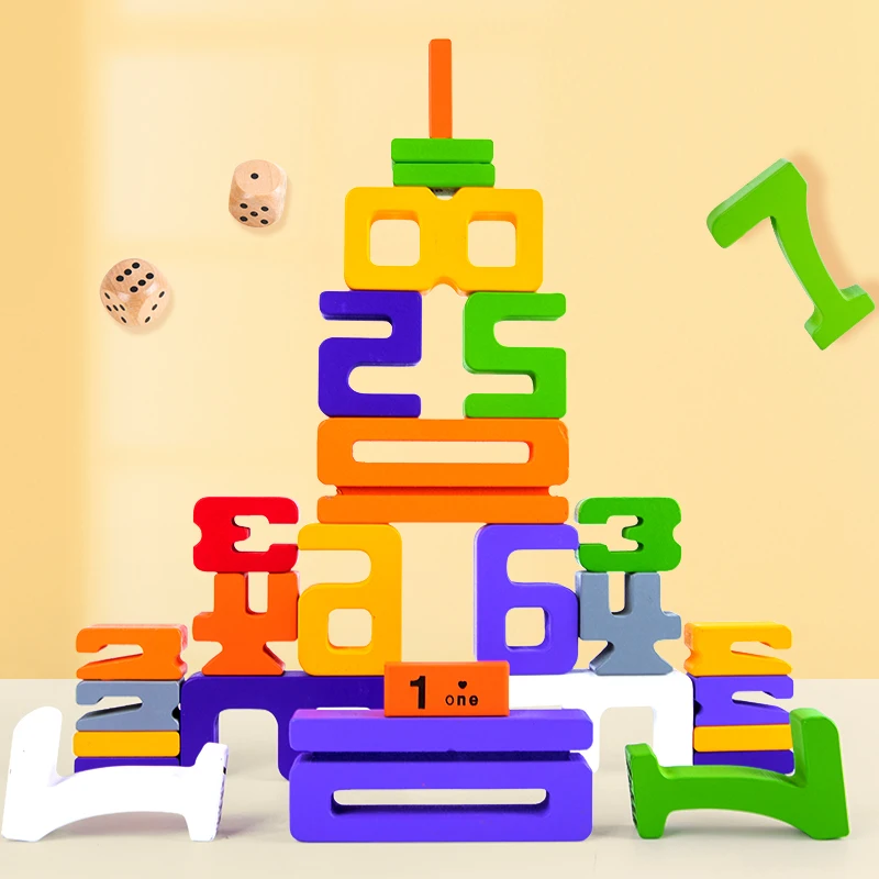 

ocks Montessori Colorful Digital Wooden Toys 28pcs Number Stacking Building BlModel Blocks Math Games Preschool Educational Toys