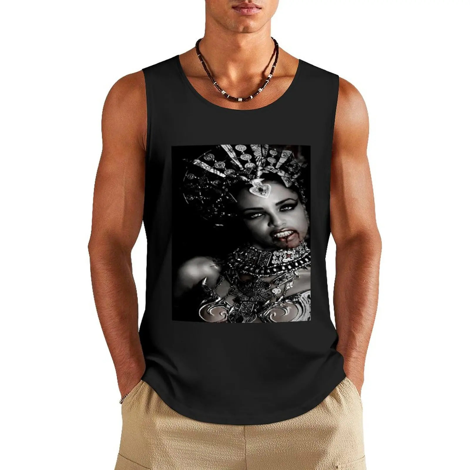 

Queen of the Damned Akasha black and white Tank Top gym shirt men gym clothes men summer clothes for men