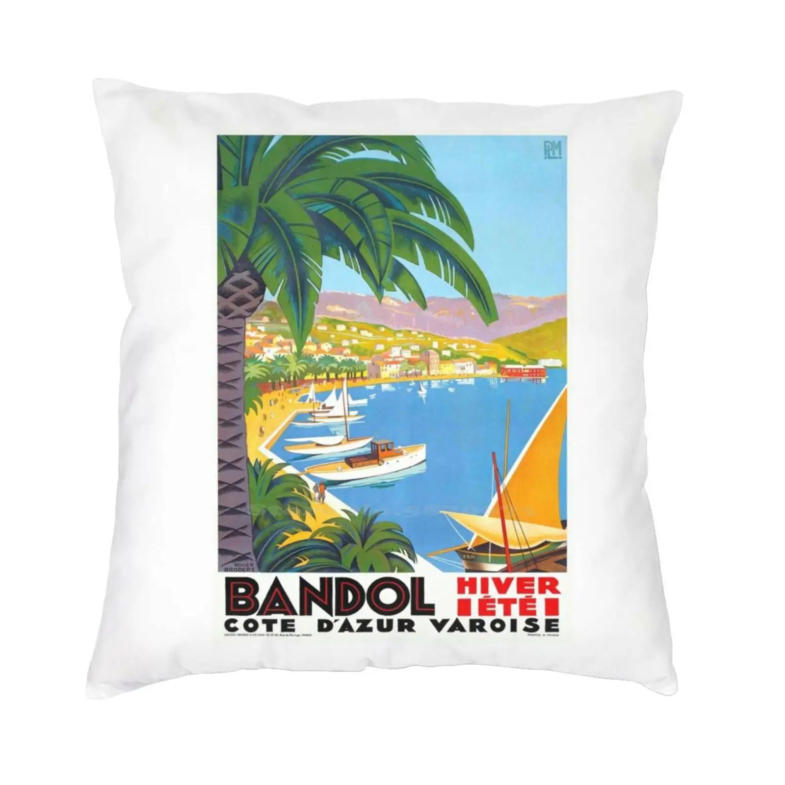 

1932 Франция Bandol Cote D'Azur Travel Poster Футболка Хлопковая футболка French Riviera Bandol Винтаж Travel Affiche Cote D Azur