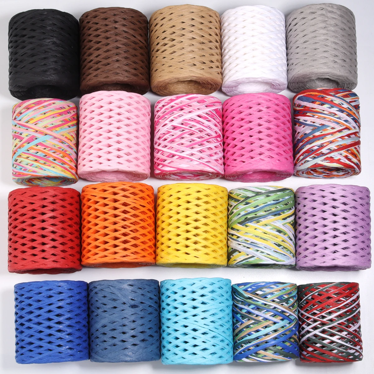 Cuerdas trenzadas de rafia de colores de 80-200m, cinta de papel de rafia, hilo para tejer, cuerda para manualidades, decoración, accesorios de embalaje