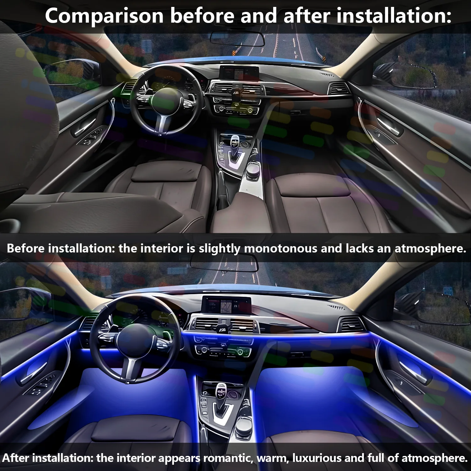 لبنز S-Class W221 بولمان فاخر الشبح تصميم الاكريليك مركبة الداخلية شرائط الإضاءة المحيطة RGB التفاعل الصوتي