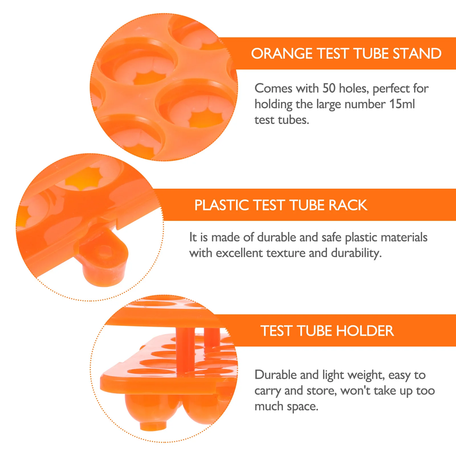 

1Pcs Laboratory Test Tube Rack Orange Plastic 50 Holes Tube Holder Suitable for College Industry Mining