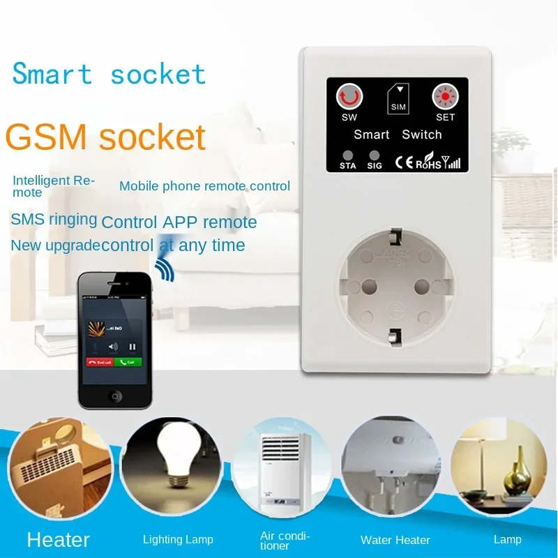 EU GSM Power Socket Remote Control 16A Smart Power Socket Outlet Temperature Sensor Controller Plug Intelligent Relay