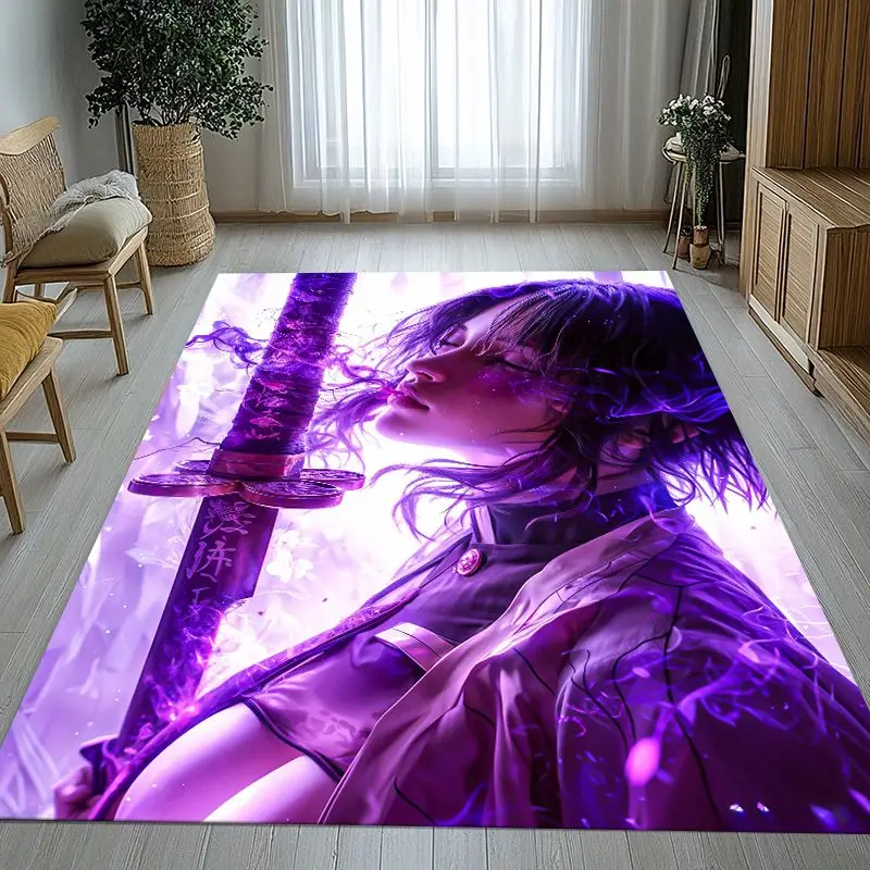 3D Demon Slayer Kimetsu no Yaiba Tanjiro Nezuko Anime Non-Slip Area Rug for Living Room,Bedroom Carpet Mat for Sofa,Home Decor